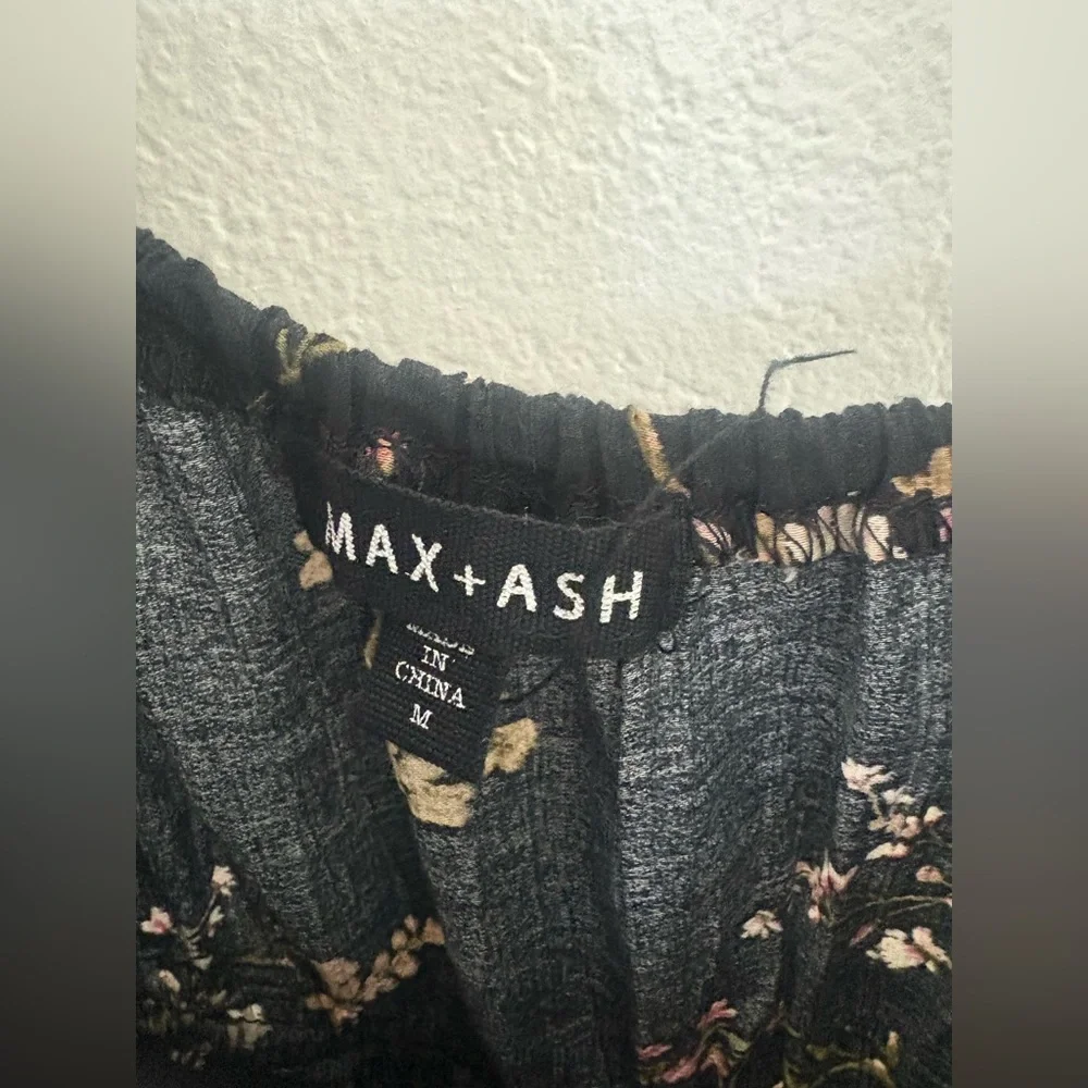 Max + Ash Floral Puff Sleeve black tiered Maxi Dress size M - Picture 4 of 6